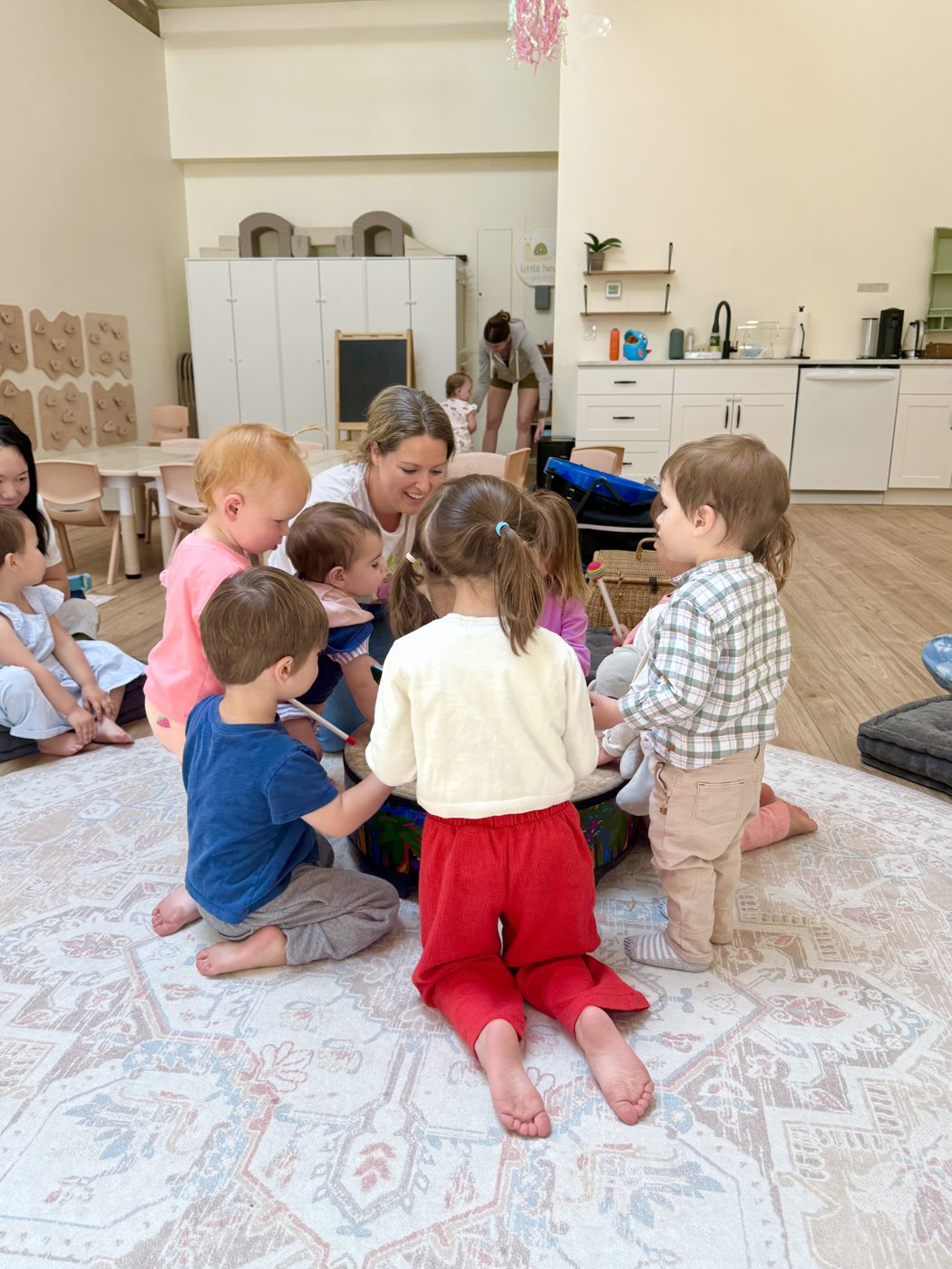 Ms. Chelsea leading a toddler music class in Napa, California