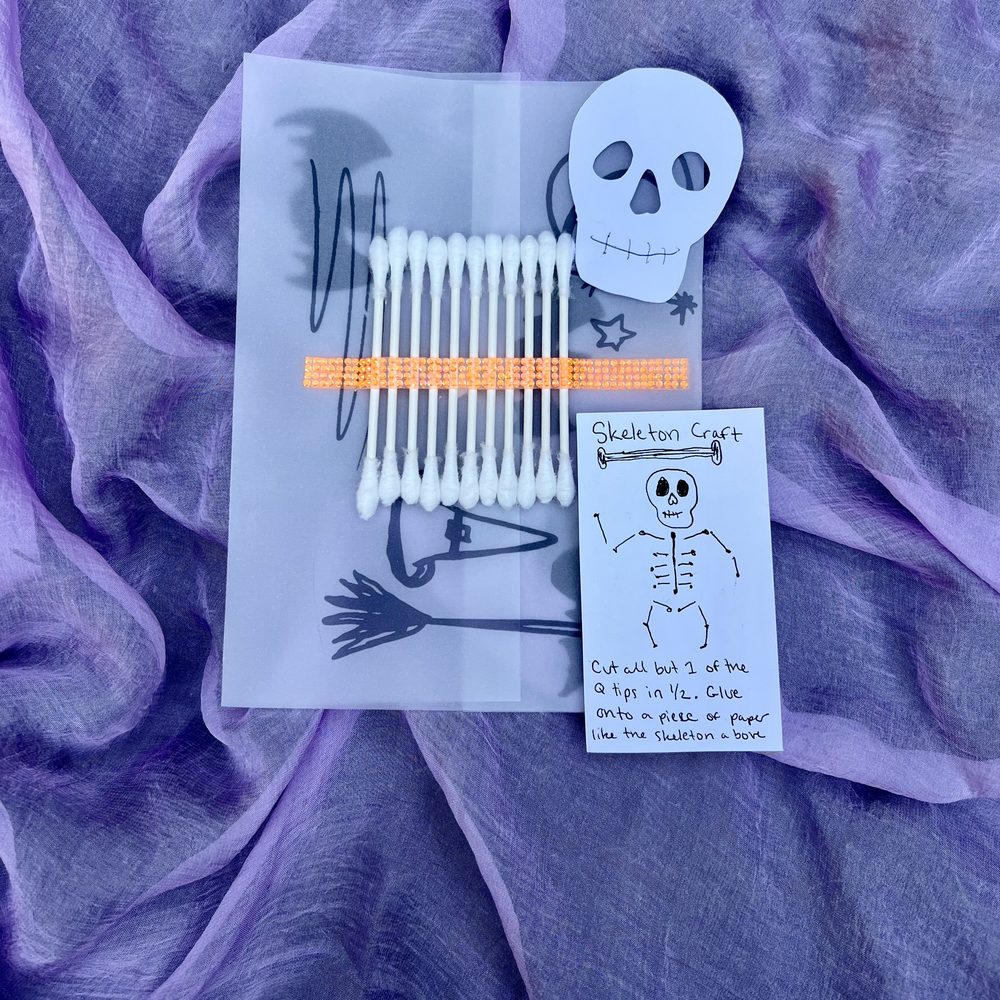 The Q-tip skeleton craft kit with its picture instructions